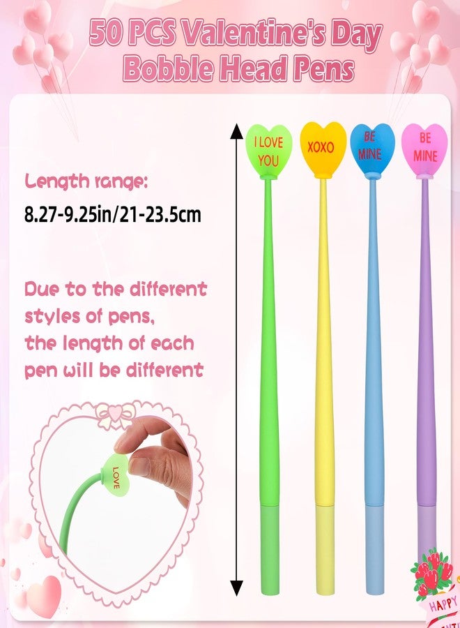 LiYiQ 50 PCS Valentine's Day Conversation Stress Relief Bobblehead Pens Fun Cute Pen Fidget Pens Kawaii Be Mine Kiss Me Love Conversation Pen for Classroom Prizes Office Supplies - Image 3